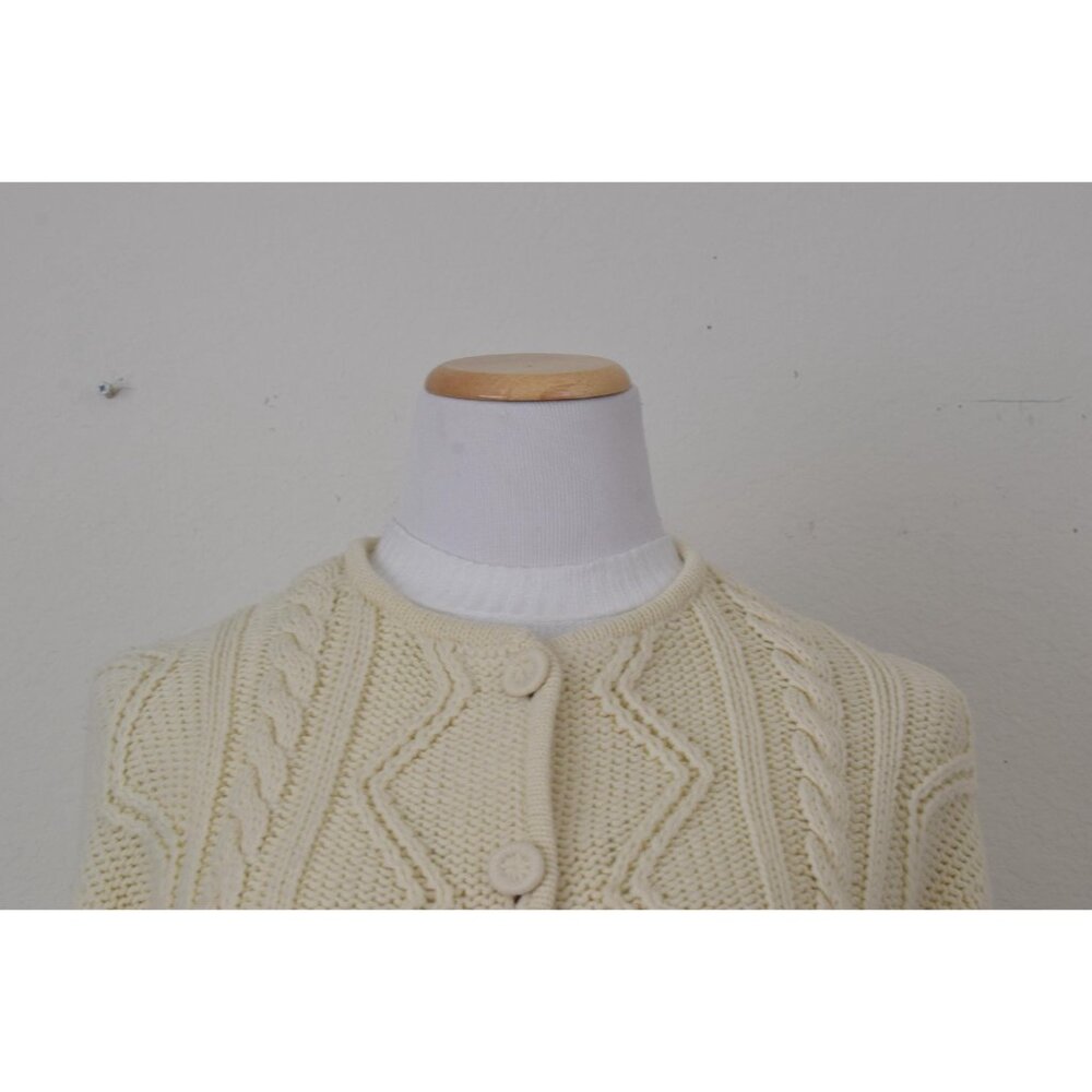 Vintage 80s Beige Acrylic Granny Sweater size S - Picture 9 of 10